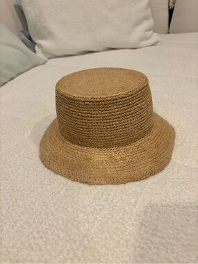 JCrew Woven Straw Bucket Hat - Natural Tan